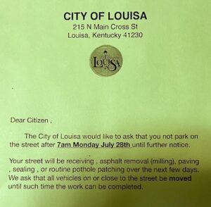 LOUISA POLICE ASKS FOR NO PARKING ON STREETS TODAY! - TheLevisaLazer.com